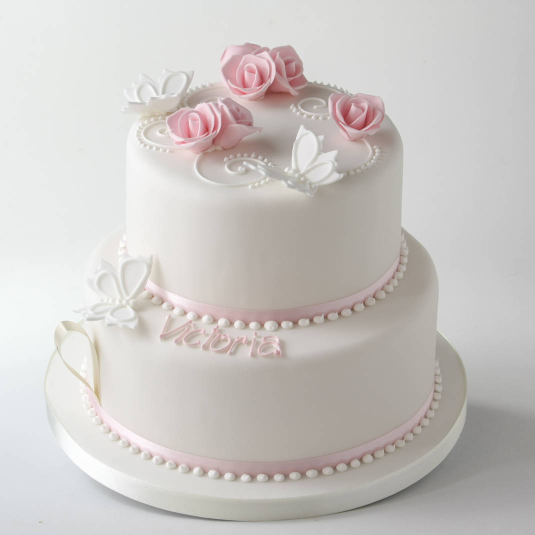 2 Tier Butterflies & Roses 10 & 6/25cm & 15cm Fruit Cake