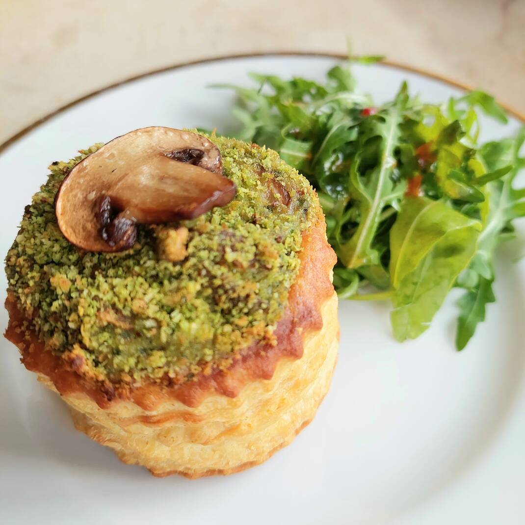 Two Smoked Bacon, Mushroom & Pitchfork Cheddar Cheese Sauce Vol au Vents