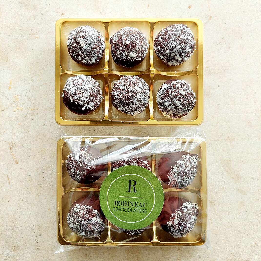 6 Dark Chocolate Coconut Truffles