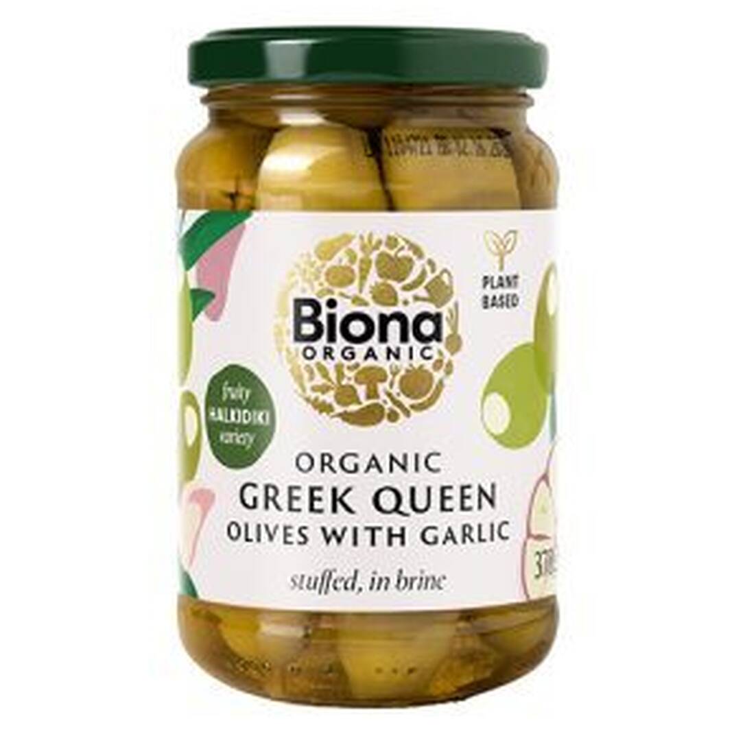 Biona Queen Green Oilves with Garlic