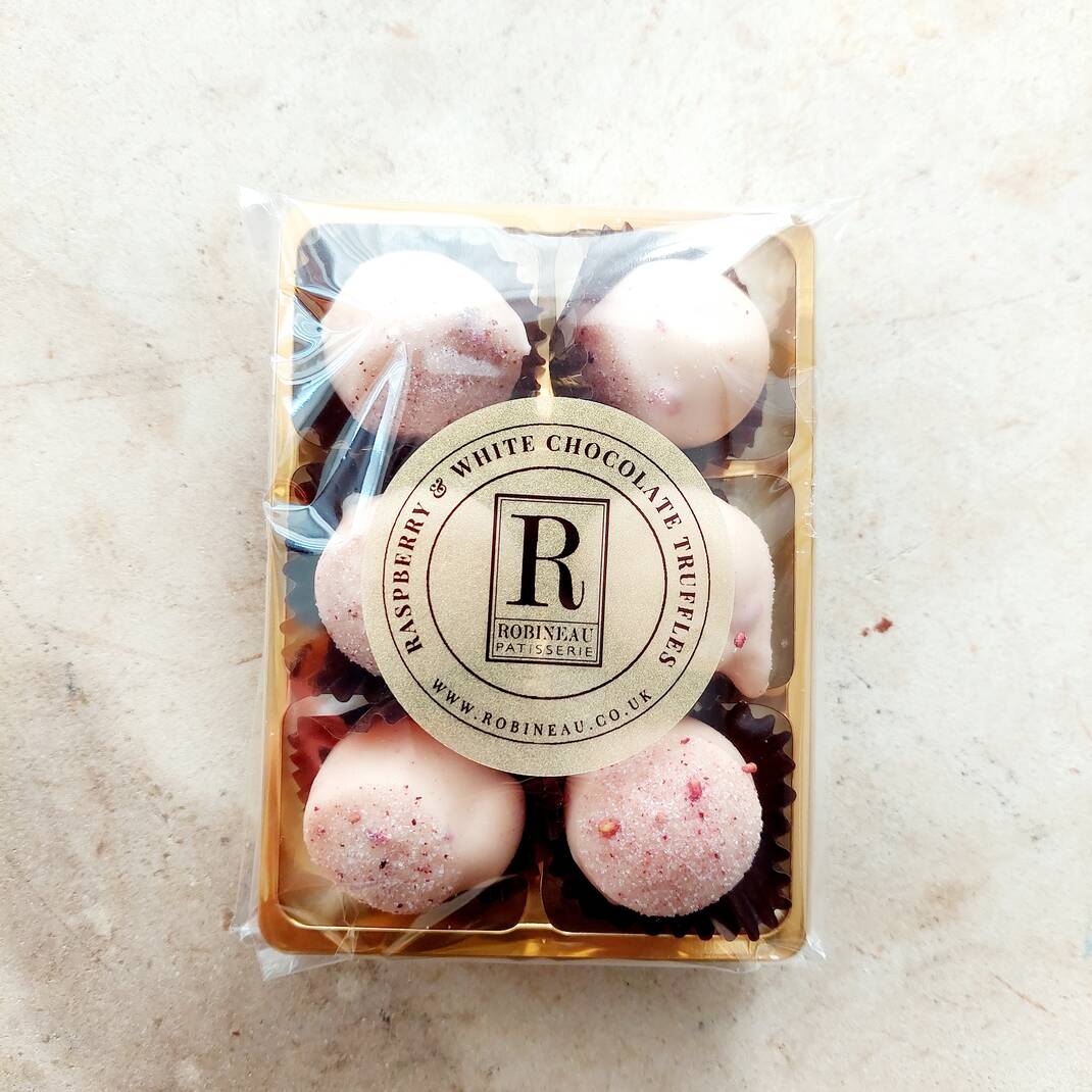6 Raspberry & White Chocolate Truffles