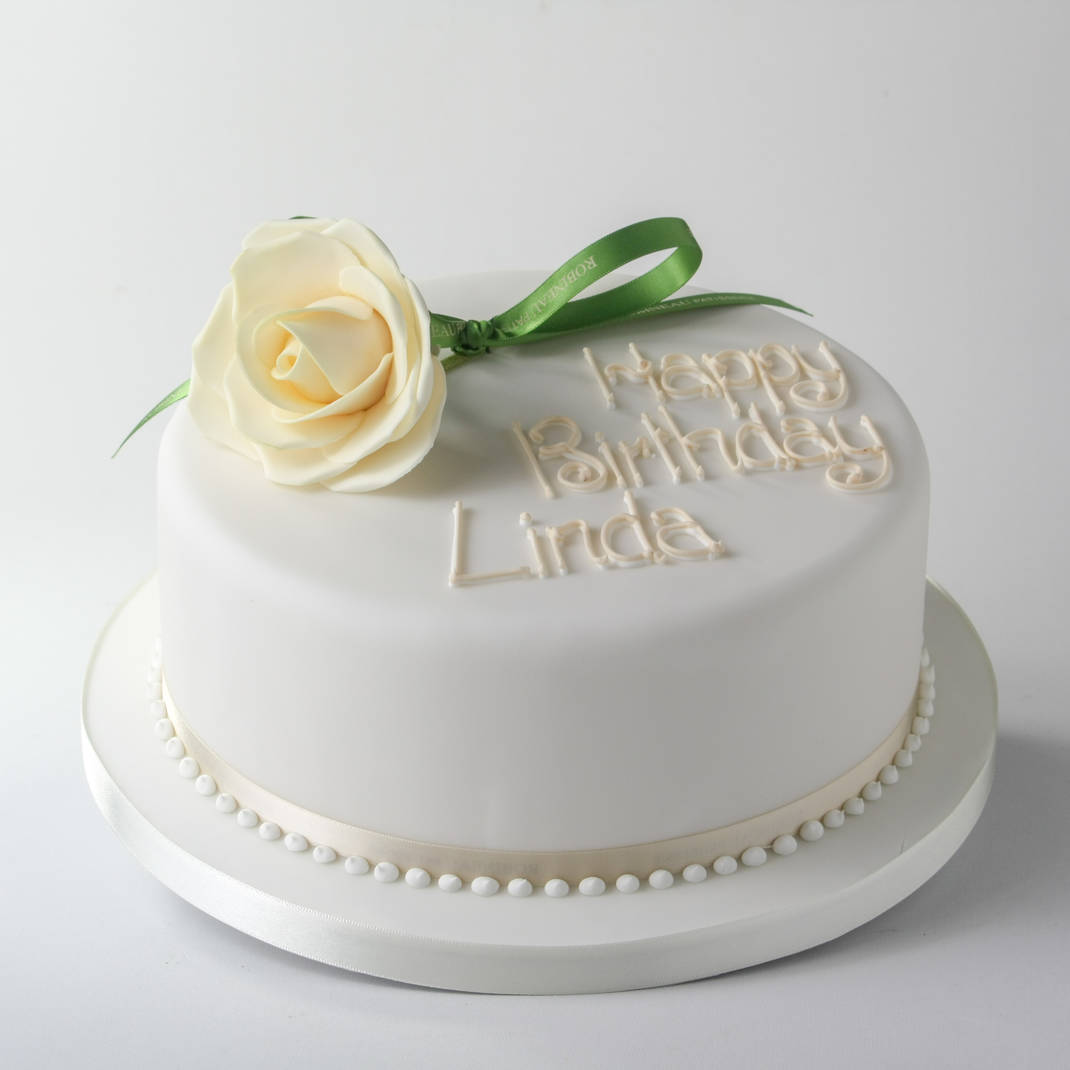 Iced Single Rose Stem Design (8 inches / 20cm) Victoria Gateau